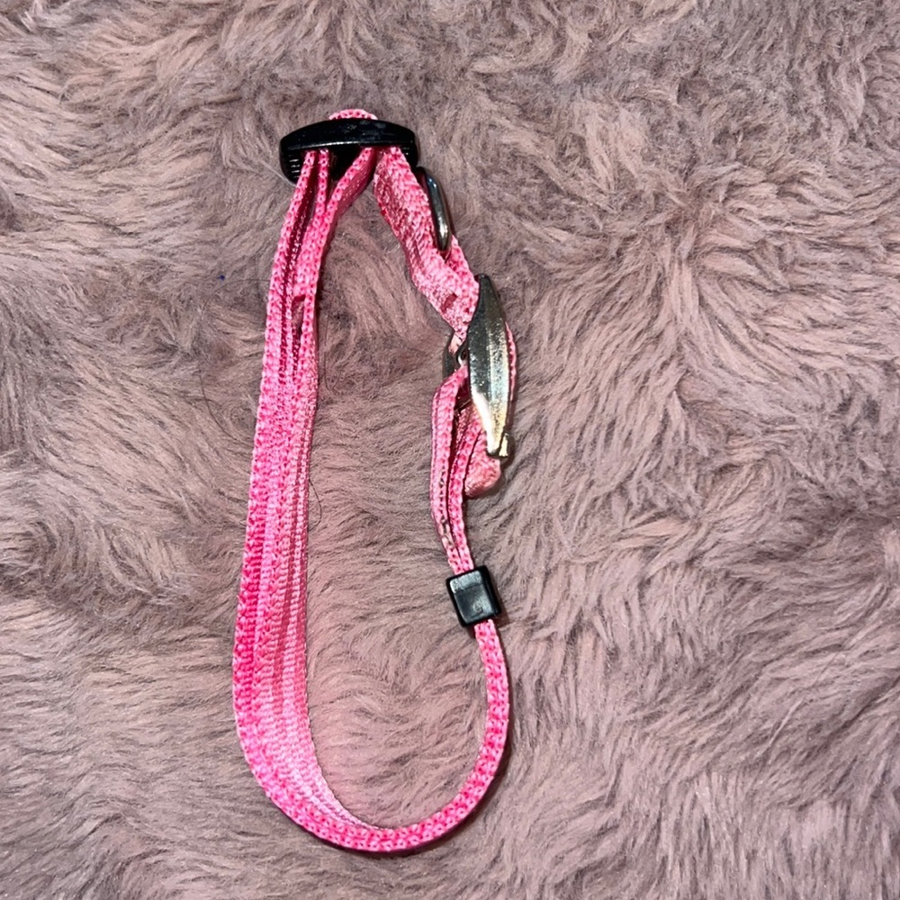 Pink 1/2” dog collar silver buckle closure adjustable neck sizing animal doggy​